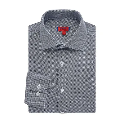 Chemise habillée étroite en tricot à motif géométrique optique