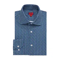 Chemise habillée en tricot fleuri de coupe ajustée