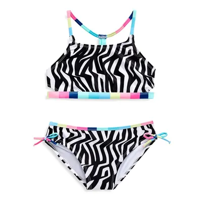 Ensemble bikini 2 pièces Optic Zebra avec facteur de protection contre les rayons UV de 50+ pour fillette