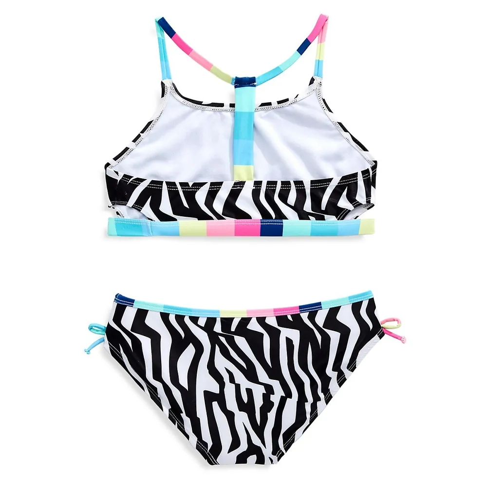 Ensemble bikini 2 pièces avec facteur de protection contre les rayons UV 50 + Optic Zebra pour fille