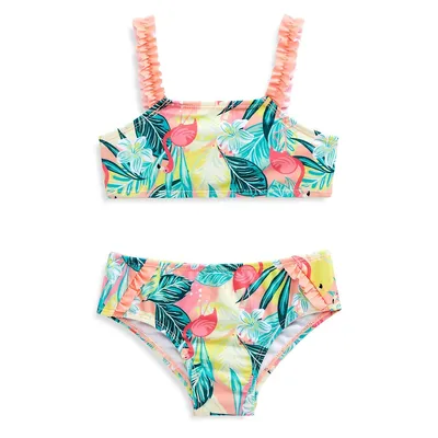 Ensemble maillot de bain à facteur protection contre les rayons UV 50+ Flamingo Isle pour fillette, deux pièces