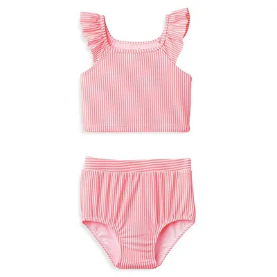 Baby Girl's 2-Piece Sleeveless Ruffle Swimsuit