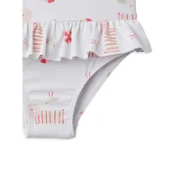 Maillot de bain une pièce à volants Splash pour fillette