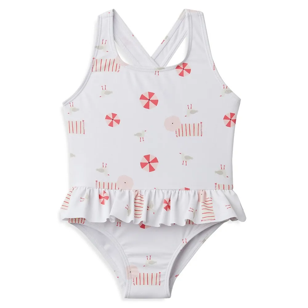 Little Girl's Ruffled One-Piece Swimsuit