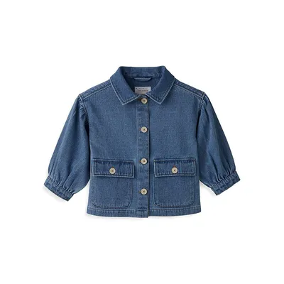 Baby's & Little Girl's Puff-Sleeve Denim Jacket