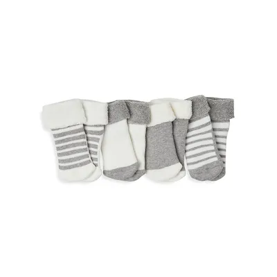Baby's 4-Pack Roll-Over Crew Socks With Gripper