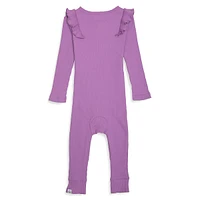 Baby Girl's Ruffled & Rib-Knit Organic Cotton Romper