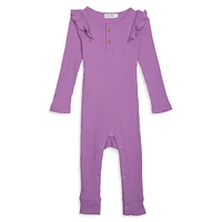 Baby Girl's Ruffled & Rib-Knit Organic Cotton Romper