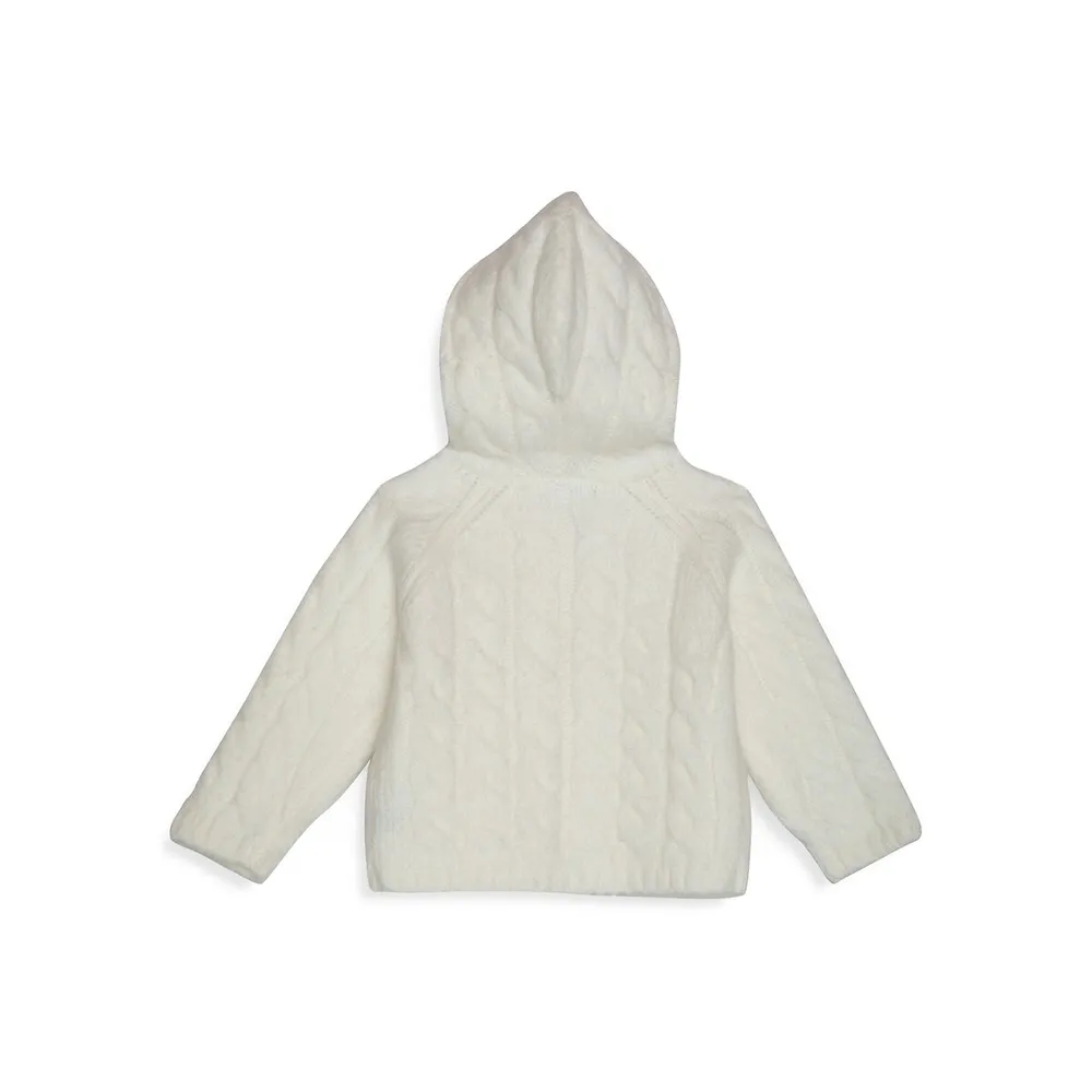 Baby Girl's Party Hooded Cable-Knit Cardigan