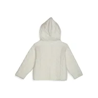 Baby Girl's Party Hooded Cable-Knit Cardigan