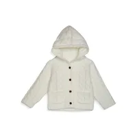 Baby Girl's Party Hooded Cable-Knit Cardigan