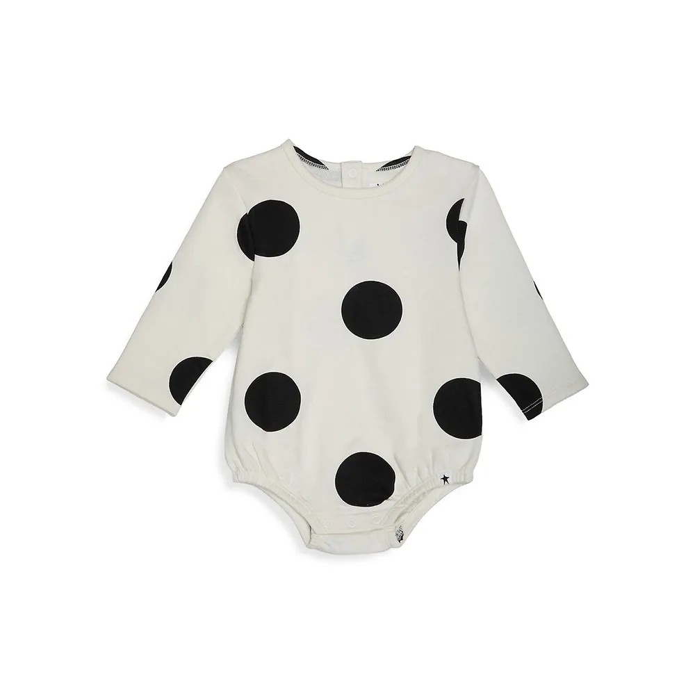 RISE LITTLE EARTHLING Baby Girl's Play Fleece Polka Dot Bodysuit