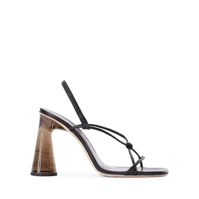 Leanne Knotted Leather & Spool-Heel Sandals