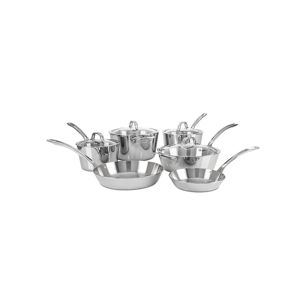 Contemporary 10-Piece Mirror Finish Cookware Set