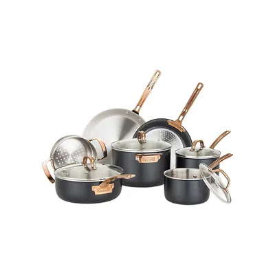 11-Piece 3-Ply Stainless Steel & Aluminum Cookware Set