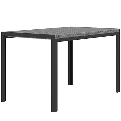 Rectangular Patio Dining Table For 4 W/ Wicker Tabletop