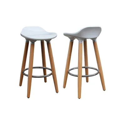 2-Piece Mid-Century Backless Counter Stool Set