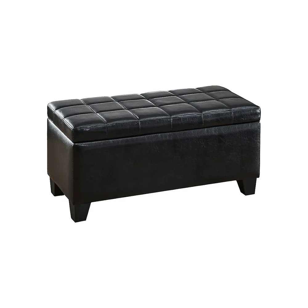 Worldwide Home Furnishings Faux Leather Tufted Long Storage Ottoman
