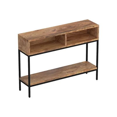 Table console en bois massif et en métal