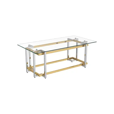 Contemporary Rectangular Glass & Metal Coffee Table