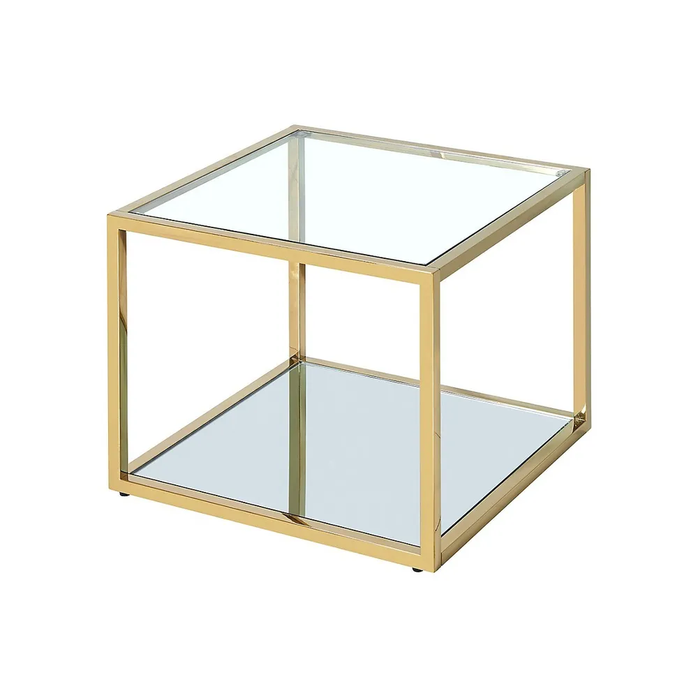 Table basse contemporaine en verre cubique