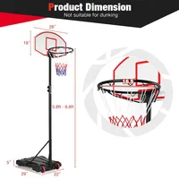 Costway 7.1ft-8.1ft Adjustable Basketball Hoop System With 2 Nets & Wheels Indoor Outdoor