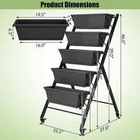 5-tier Vertical Raised Garden Bed Elevated Planter With Wheels & Container Boxes