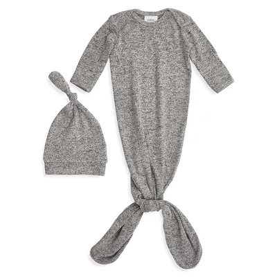 Baby's Snuggle Knit Knotted Gown & Hat Set
