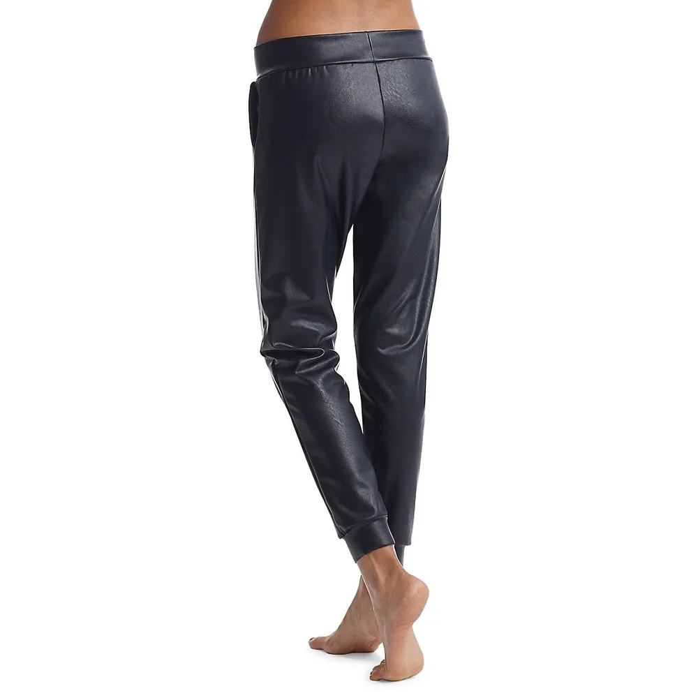 Faux Leather Cuffed Joggers