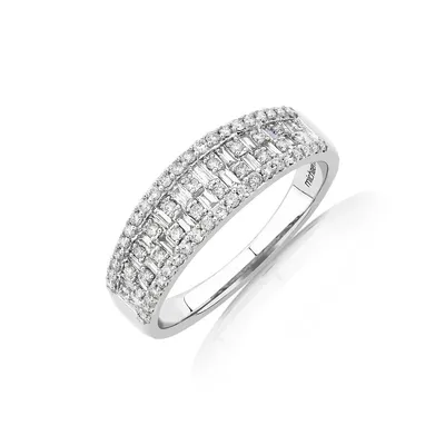 Multi Row Ring With 0.50 Carat Tw Diamond In 10kt White Gold
