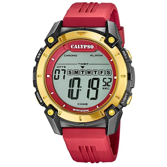 Calypso by Dual Festina Time, Day - Strap, Mall Date K5814 Chronograph, / Timer, Digital Lap, 50mm Round Silicone Sports Mens Light, Watch, Southcentre 