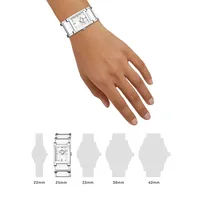 Rectangular White Ceramic & Stainless Steel Bracelet Watch