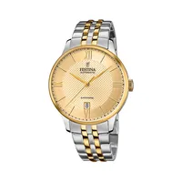 Automatic Textured Goldtone Dial & Two-Tone Bracelet Watch