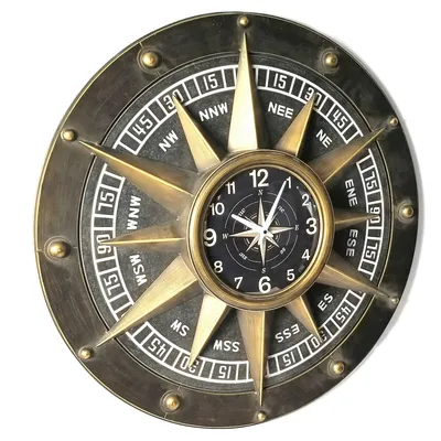 Compass Metal Wall Clock