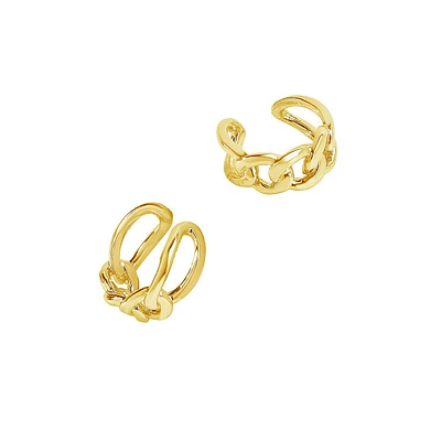 Sterling Silver Figaro Chain Ear Cuffs-gold