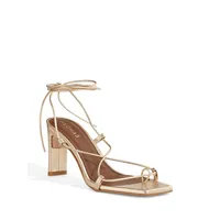 Bellini Metallic Leather Wrap Dress Sandals