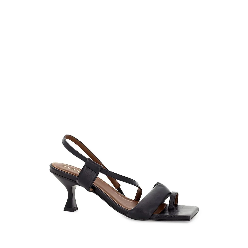 Asymmetric Straps Leather Cutout Sandals