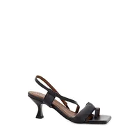 Asymmetric Straps Leather Cutout Sandals