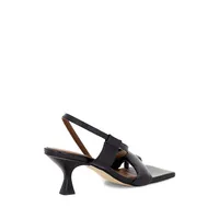 Asymmetric Straps Leather Cutout Sandals