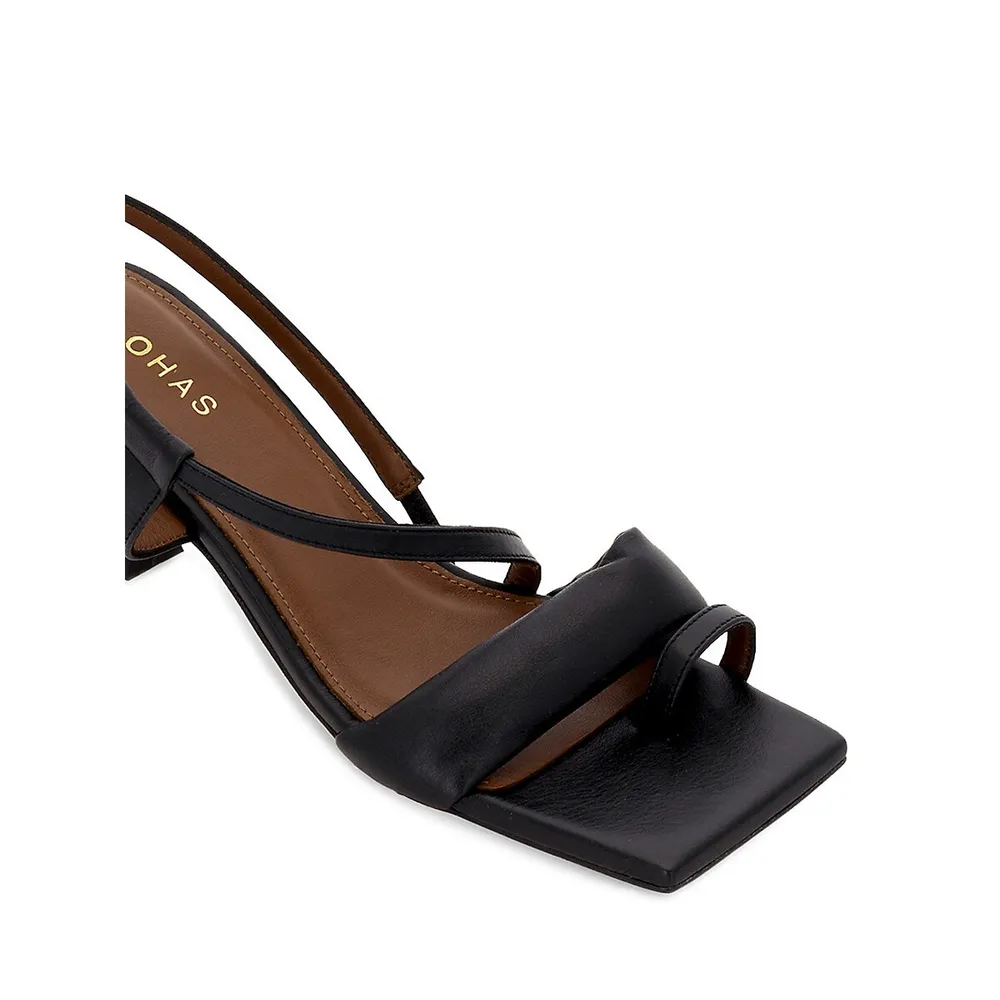 Asymmetric Straps Leather Cutout Sandals