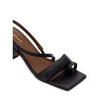 Asymmetric Straps Leather Cutout Sandals