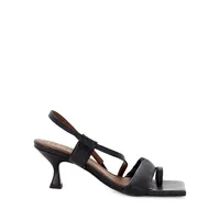 Asymmetric Straps Leather Cutout Sandals