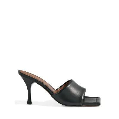 Puffy-Band, Heeled Leather Sandals