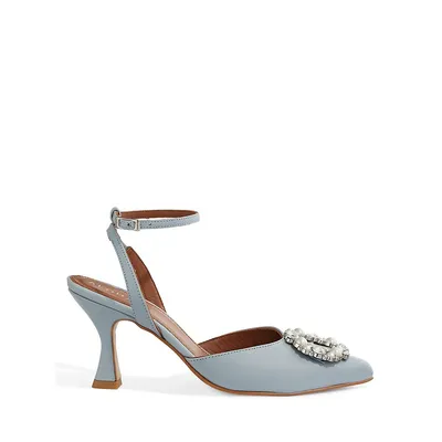 Escarpins-sandales ornés de cuir Cinderella