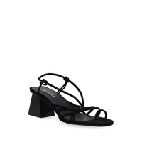 Suede Lace-Up Block-Heel Sandals