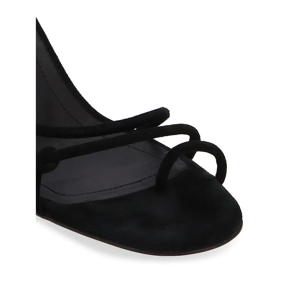 Suede Lace-Up Block-Heel Sandals