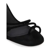 Suede Lace-Up Block-Heel Sandals