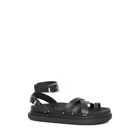 Studded Leather Ankle-Strap Sandals