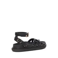 Studded Leather Ankle-Strap Sandals