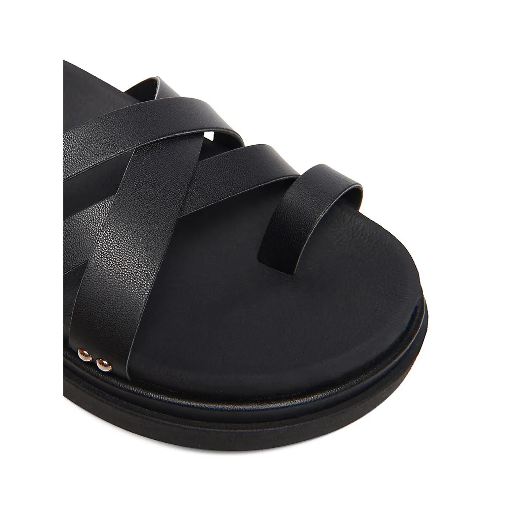 Studded Leather Ankle-Strap Sandals